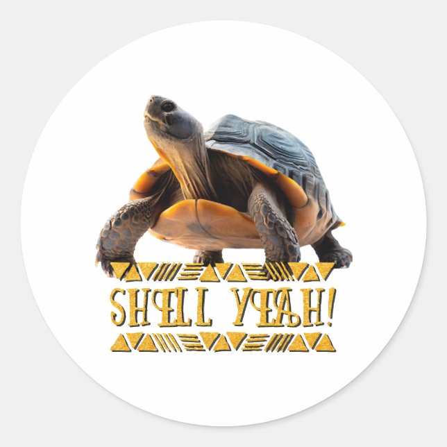 Turtle 001 Shell Yeah! Classic Round Sticker (Front)