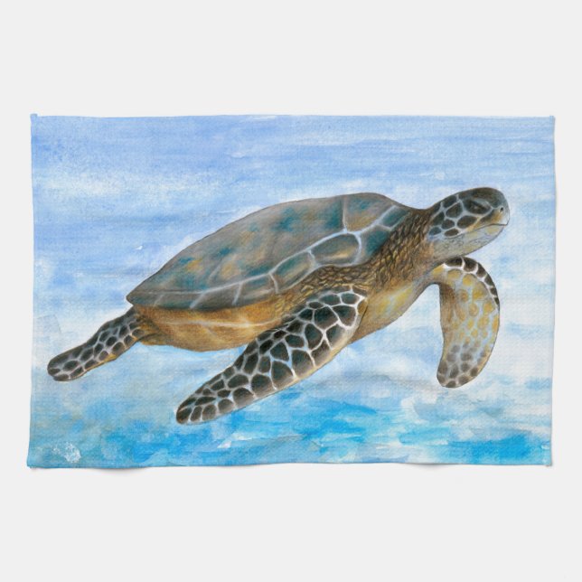 Turtle 1 tea towel (Horizontal)