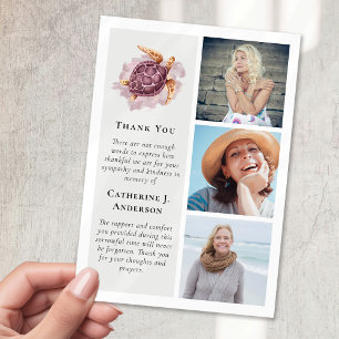 Turtle 3 Photo Sympathy Funeral Thank You Card