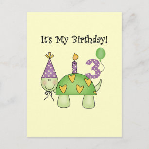 Turtle 3rd Birthday Tshirts and Gifts Postcard
