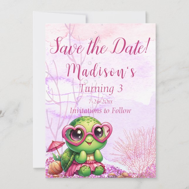 Turtle 3rd Birthday, Under the Sea                Save The Date (Front)