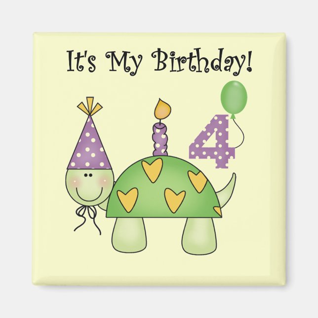 Turtle 4th Birthday Tshirts and Gifts Magnet (Front)