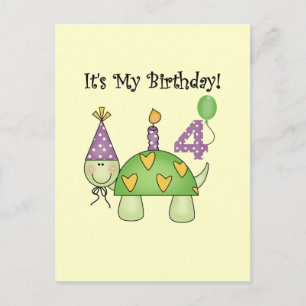 Turtle 4th Birthday Tshirts and Gifts Postcard