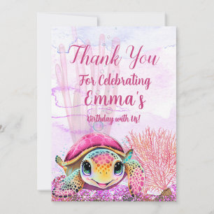 Turtle 4th Birthday, Under the Sea                Thank You Card