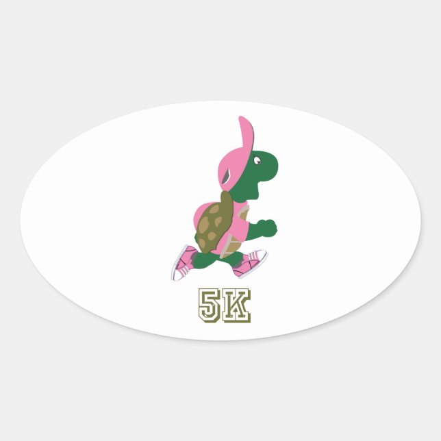 Turtle 5K - Pink Oval Sticker (Front)