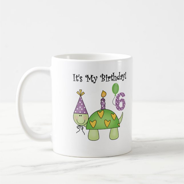 Turtle 6th Birthday Coffee Mug (Left)
