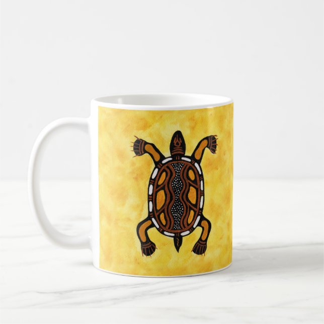 Turtle - Aboriginal Inspired Art Painting Coffee Mug (Left)