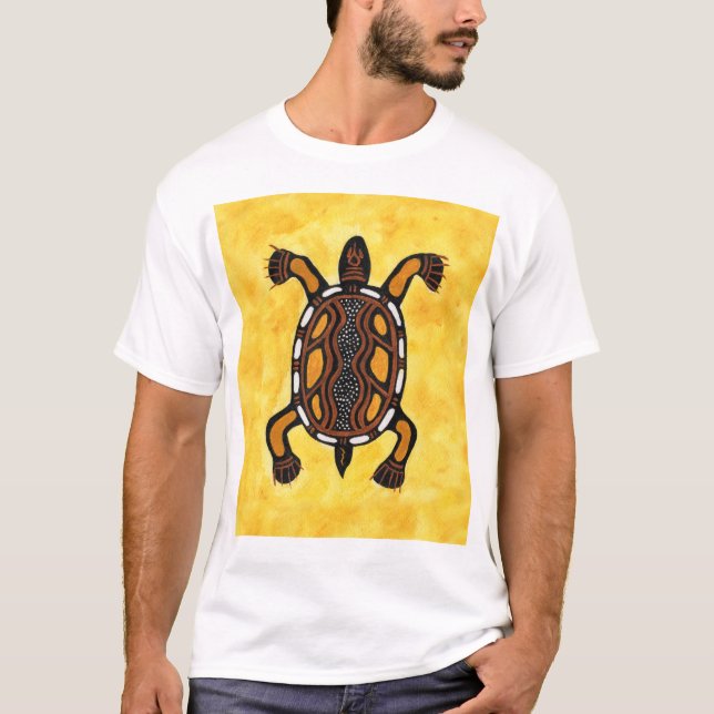 Turtle - Aboriginal Inspired Art Painting T-Shirt (Front)