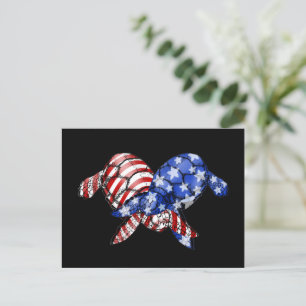 Turtle American Flag Shirt 4th Of July Patriotic Postcard