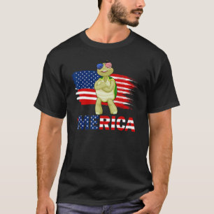 Turtle American Flag Sunglasses Merica 4th Of Jul T-Shirt