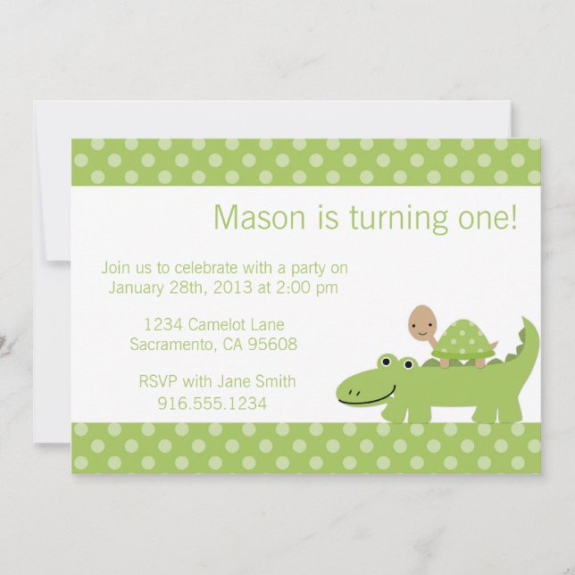 Turtle And Alligator Party Invitation (Front)