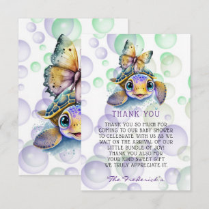 Turtle and Butterfly Baby Shower Thank You Cards