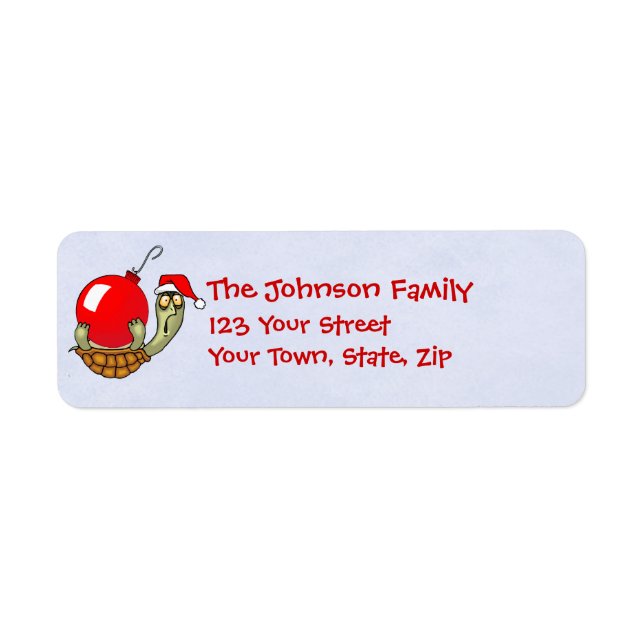 Turtle and Christmas Ball Ornament Return Address Label (Front)
