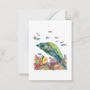 Turtle and fishes in the sea card