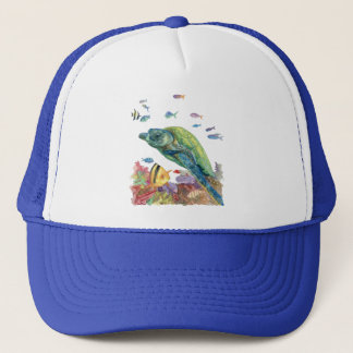 Turtle and fishes in the sea  trucker hat