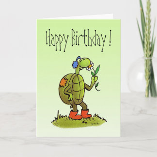 turtle and flower birthday card