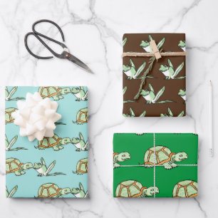 Turtle and Frog Wrapping Paper Sheet