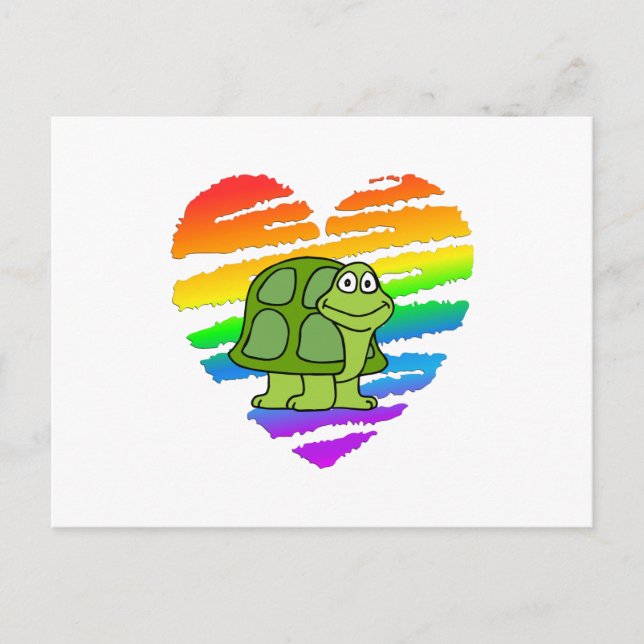 Turtle and Rainbow Heart Postcard (Front)