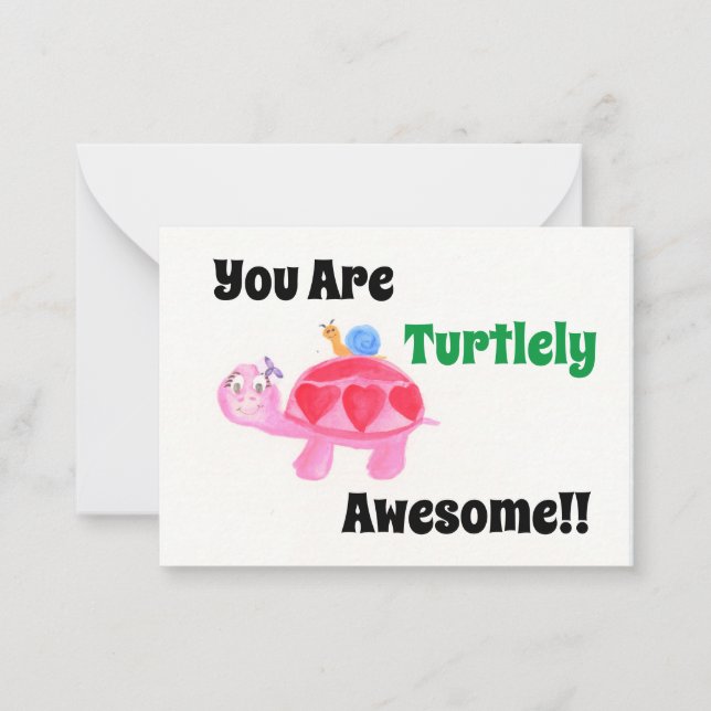 Turtle and Snail Awesome Valentine Card (Front)