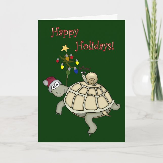 Turtle and Snail Christmas Holiday Card (Front)