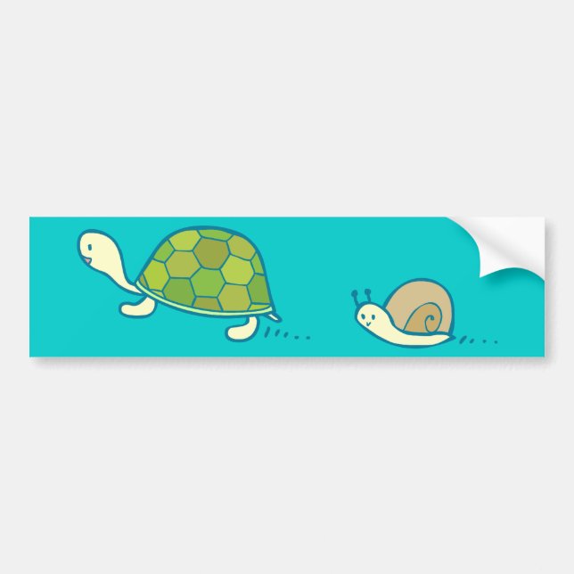 Turtle and Snail Doodle Art Bumper Sticker (Front)
