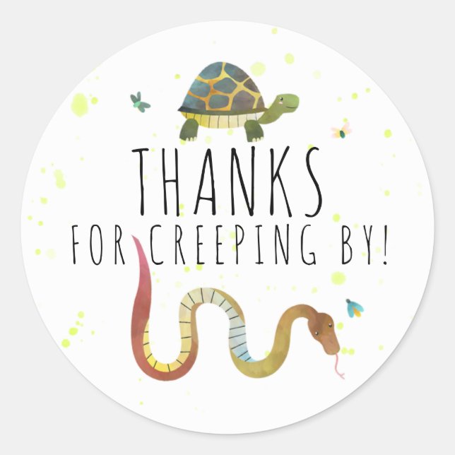 Turtle and Snake Reptile Birthday Party Stickers (Front)