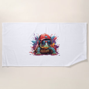 turtle animal art I cool cute turtle Beach Towel