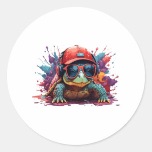 turtle animal art I cool cute turtle Classic Round Sticker