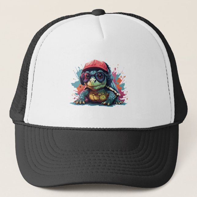 turtle animal art I cool cute turtle Copy Trucker Hat (Front)