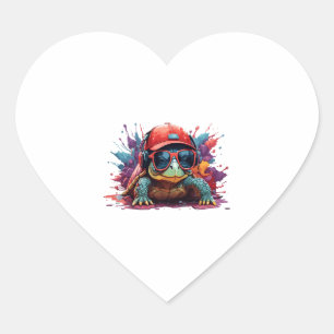 turtle animal art I cool cute turtle Heart Sticker