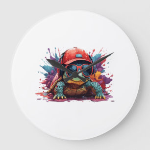 turtle animal art I cool cute turtle Large Clock