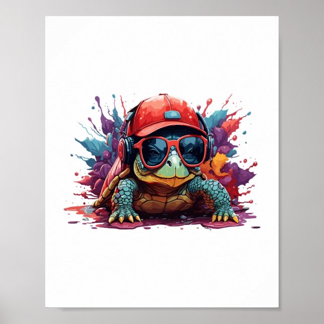 turtle animal art I cool cute turtle Poster (Front)
