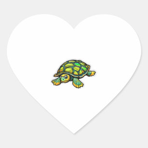 Turtle Animal Turtle Green Heart Sticker