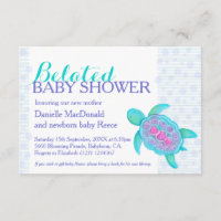 Turtle art belated baby shower new baby aqua