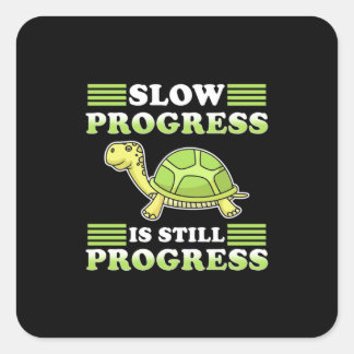 Turtle Art Slow Progress Square Sticker