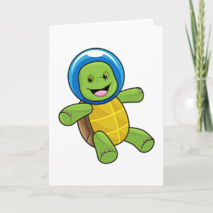 Turtle as Astronaut with Glass ball Card