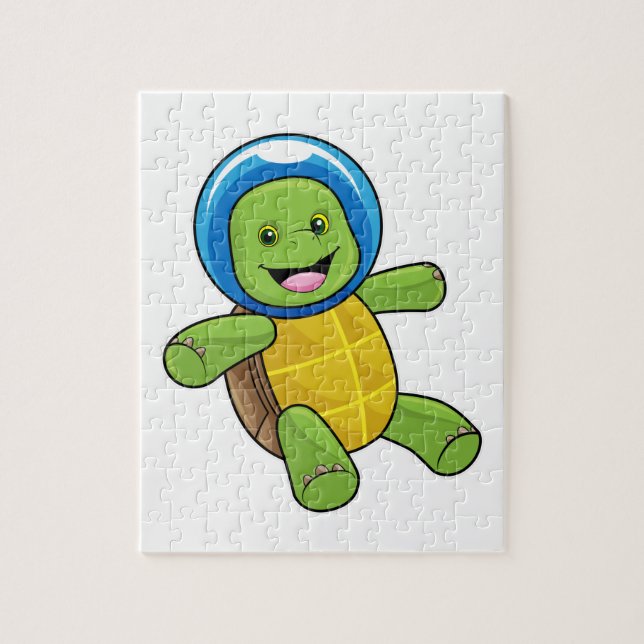 Turtle as Astronaut with Glass ball Jigsaw Puzzle (Vertical)