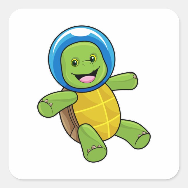 Turtle as Astronaut with Glass ball Square Sticker (Front)