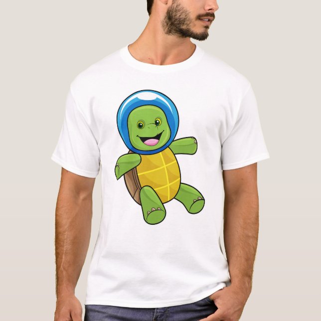 Turtle as Astronaut with Glass ball T-Shirt (Front)