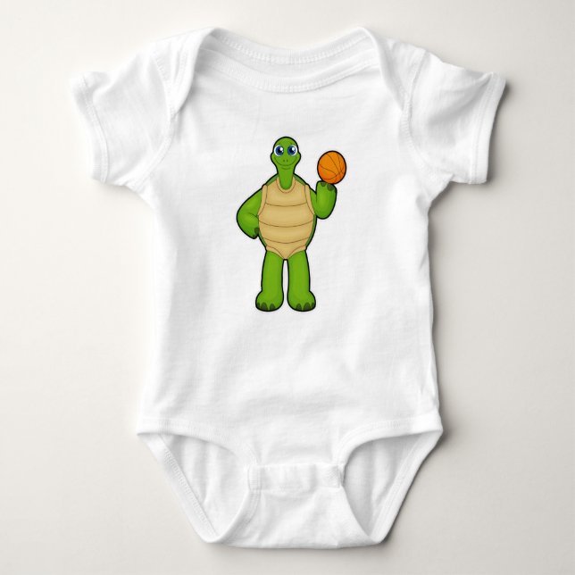 Turtle as Basketball player with Basketball Baby Bodysuit (Front)