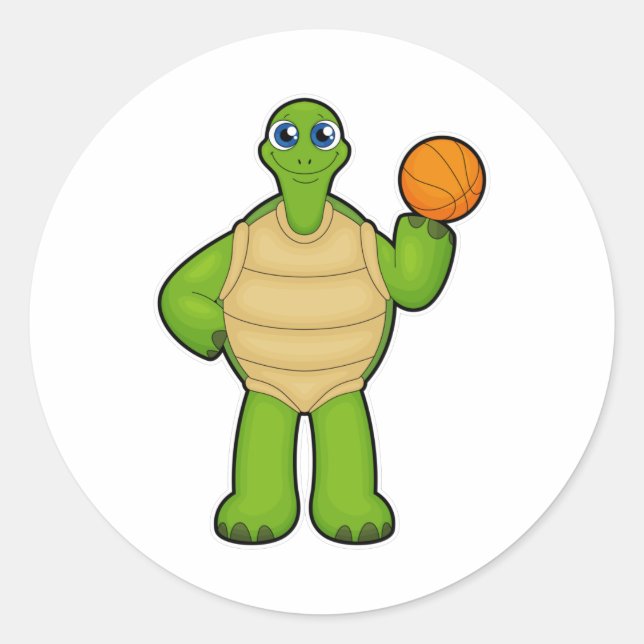Turtle as Basketball player with Basketball Classic Round Sticker (Front)