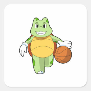 Turtle as Basketball player with Basketball.PNG Square Sticker