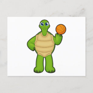 Turtle as Basketball player with Basketball Postcard