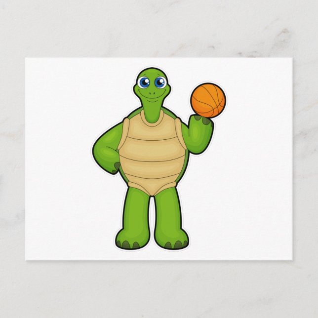 Turtle as Basketball player with Basketball Postcard (Front)