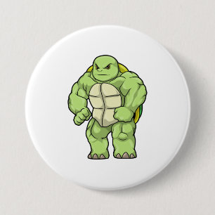 Turtle as Bodybuilder with Six pack 7.5 Cm Round Badge