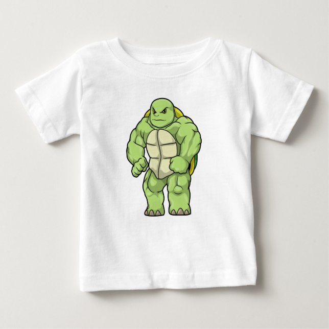 Turtle as Bodybuilder with Six pack Baby T-Shirt (Front)