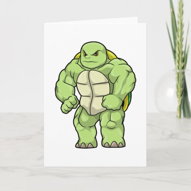 Turtle as Bodybuilder with Six pack Card (Front)