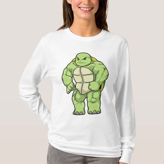 Turtle as Bodybuilder with Six pack T-Shirt (Front)