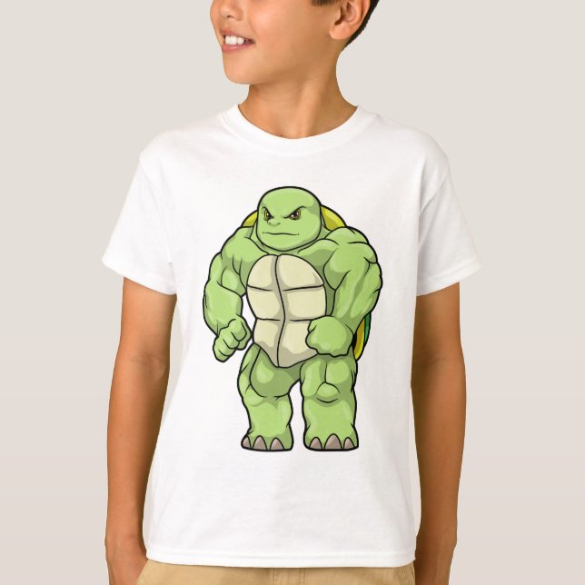 Turtle as Bodybuilder with Six pack T-Shirt (Front)