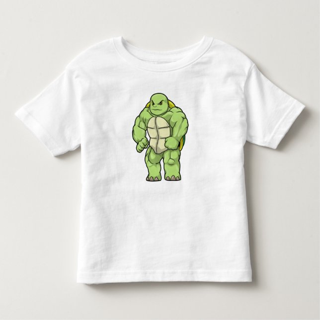 Turtle as Bodybuilder with Six pack Toddler T-Shirt (Front)